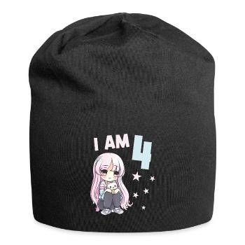 4 ans Fille Anime Kawaii Cat 4ème anniversaire - Bonnet en jersey - noir - Devant