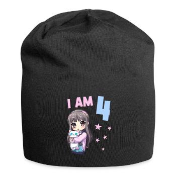 4 ans Fille Anime Kawaii Cat 4ème anniversaire - Bonnet en jersey - noir - Devant