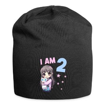2 Jahre Mädchen Anime Kawaii Katze 2. Geburtstag - Jersey-Beanie - Schwarz - Vorne