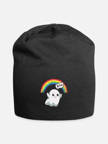 Boo Gespenst Regenbogen Halloween - Jersey-Beanie - Schwarz