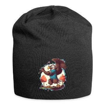 Eagle swings the golf club - Jersey Beanie - black - Front
