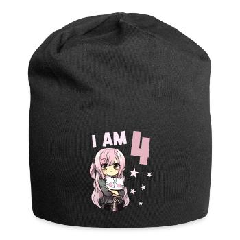 4 ans Fille Anime Kawaii Cat 4ème anniversaire - Bonnet en jersey - noir - Devant