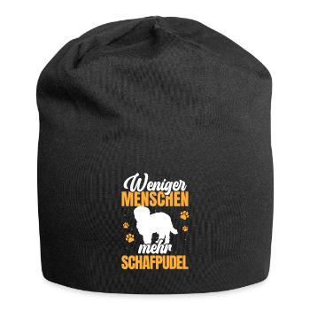 Weniger Menschen mehr Schafpudel Hütepudel - Jersey-Beanie - Schwarz - Vorne