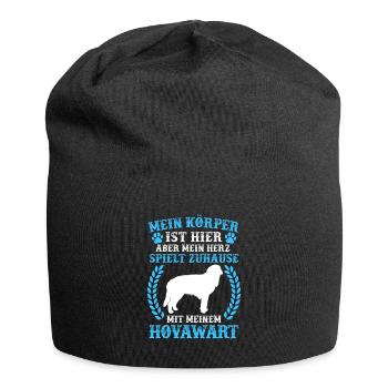 Spiele mit meinem Hovawart derber Bauernhund - Jersey-Beanie - Schwarz - Vorne
