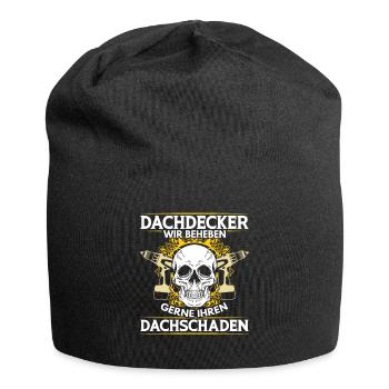 Dachdecker – Wir beheben gerne Ihren Dachschaden - Jersey-Beanie - Schwarz - Vorne