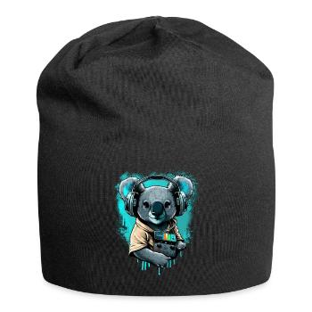 koala avec écouteurs et Walkman - Bonnet en jersey - noir - Devant