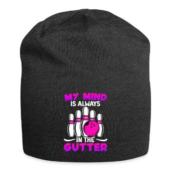 Bowling Funny My Mind is Always in Gutter - Jersey Beanie - charcoal grey - Front