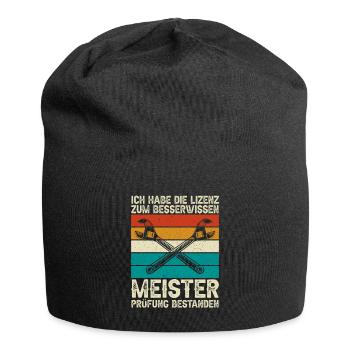 Besserwisser Meisterprüfung Geschenkidee - Jersey-Beanie - Schwarz - Vorne