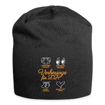 Werdende Eltern 2024 Babybauch Vorhersage - Jersey-Beanie - Schwarz - Vorne