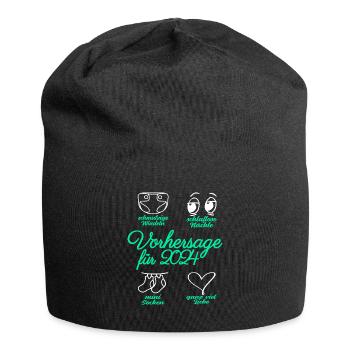 Werdende Eltern 2024 Babybauch Vorhersage - Jersey-Beanie - Schwarz - Vorne