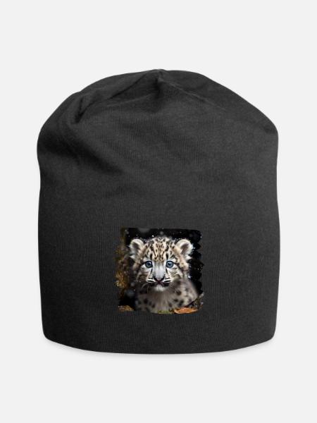 Schneeleoparden Schneeleopard - Jersey-Beanie - Schwarz