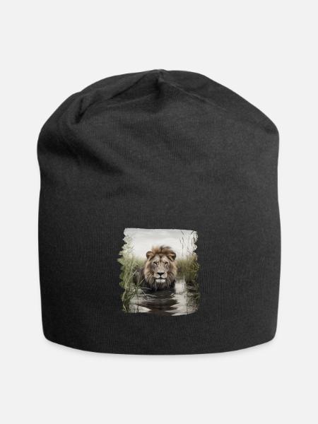 Löwen realistic Löwe - Jersey-Beanie - Schwarz
