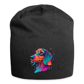 Teckel, chien, fidèle compagnon et amour pour animaux de compagnie - Bonnet en jersey - noir - Devant