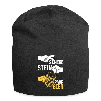 Schere, Stein, Paar, Bier - das perfekte Outfit - Jersey-Beanie - Anthrazit - Vorne