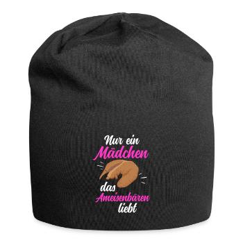 Mädchen das Ameisenbär liebt Ameisenfresser - Jersey-Beanie - Schwarz - Vorne