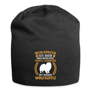 Spiele mit meinem Wolfsspitz Deutscher Keeshond - Jersey-Beanie - Schwarz - Vorne