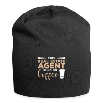This Real Estate Agent Runs On Coffee Broker - Jersey Beanie - black - Front