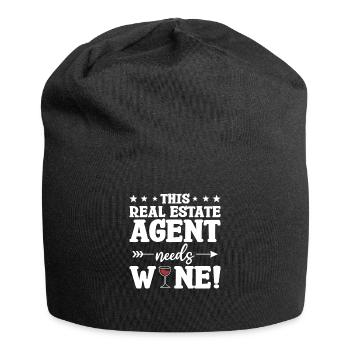 This Real Estate Agent Needs Wine Broker Realtor - Jersey Beanie - black - Front
