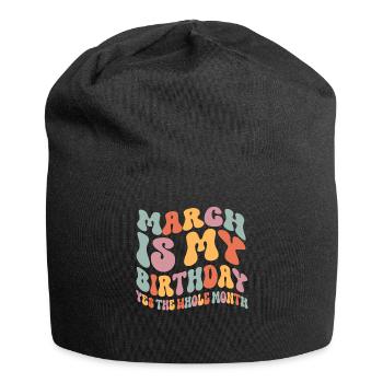 März Geburtstag - Jersey-Beanie - Schwarz - Vorne