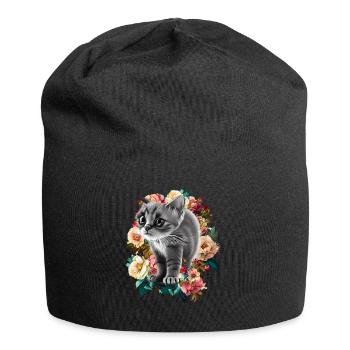 Katze - Jersey-Beanie - Schwarz - Vorne