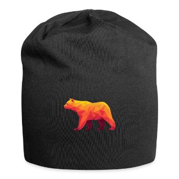 Geometrische Grizzly-Kunst in warmen Tönungen - Jersey-Beanie - Schwarz - Vorne
