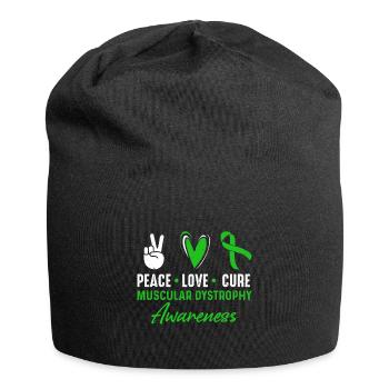 Peace, Love, Healing, Muscular Dystrophy, Consciousness - Jersey Beanie - black - Front