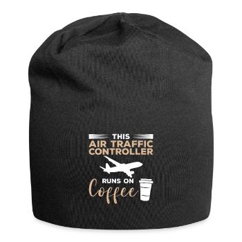 Ce contrôleur de la circulation aérienne fonctionne sur le café - Bonnet en jersey - noir - Devant