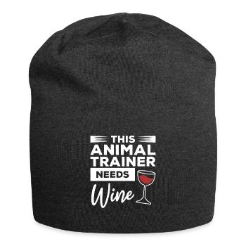This Animal Trainer Needs Wine - Jersey Beanie - charcoal grey - Front