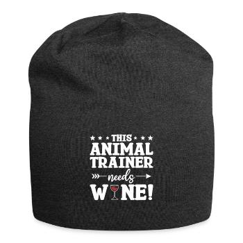 This Animal Trainer Needs Wine - Jersey Beanie - charcoal grey - Front
