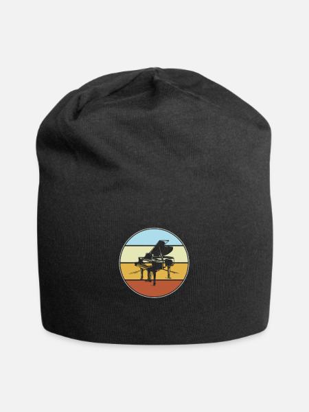 Klavier Retro - Jersey-Beanie - Schwarz