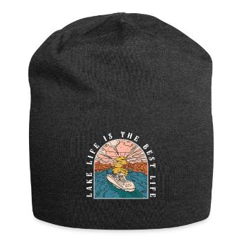 Das Leben am See ist das beste Leben Camping - Jersey-Beanie - Anthrazit - Vorne
