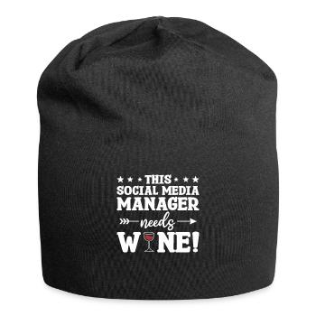 Dieser Social-Media-Manager braucht Wein - Jersey-Beanie - Schwarz - Vorne