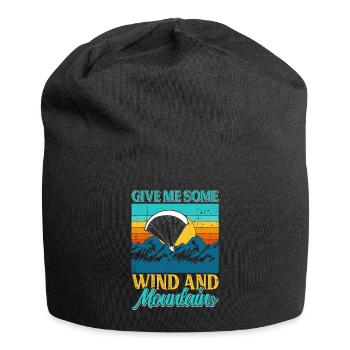 Vol en parapente thermique Donnez-moi le vent et les montagnes - Bonnet en jersey - noir - Devant