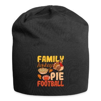 Famille Turquie Pie Soccer Drôle de Thanksgiving - Bonnet en jersey - noir - Devant