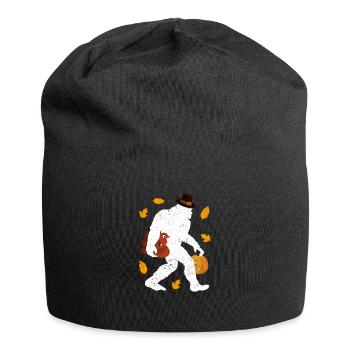 Bigfoot Pilgrim Truthahn Kürbis Thanksgiving Day - Jersey-Beanie - Schwarz - Vorne