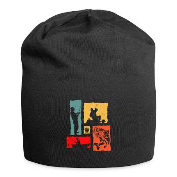Fisherman Retro Boat Fishing Fish Fishing Rod - Jersey Beanie - black - Front