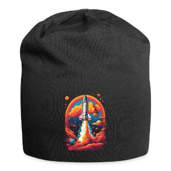 Weltraum Reise Astronauten & Space Shuttle Traum - Jersey-Beanie - Schwarz - Vorne