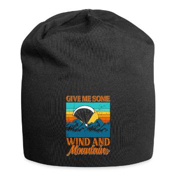 Vol en parapente thermique Donnez-moi le vent et les montagnes - Bonnet en jersey - noir - Devant