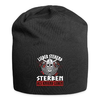 Notizbuch Lieber stehend sterben als kniend leben - Jersey-Beanie - Schwarz - Vorne