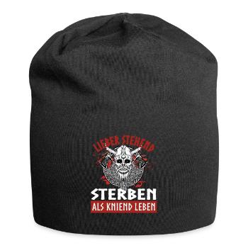 Lieber stehend sterben als kniend leben - Jersey-Beanie - Schwarz - Vorne