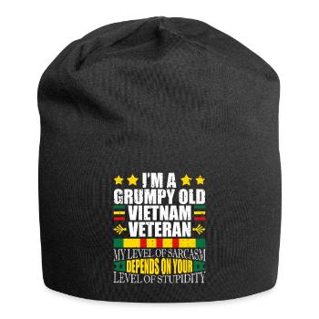 Ne sous-estimez jamais un vieil homme qui est aussi - Bonnet en jersey - noir - Devant