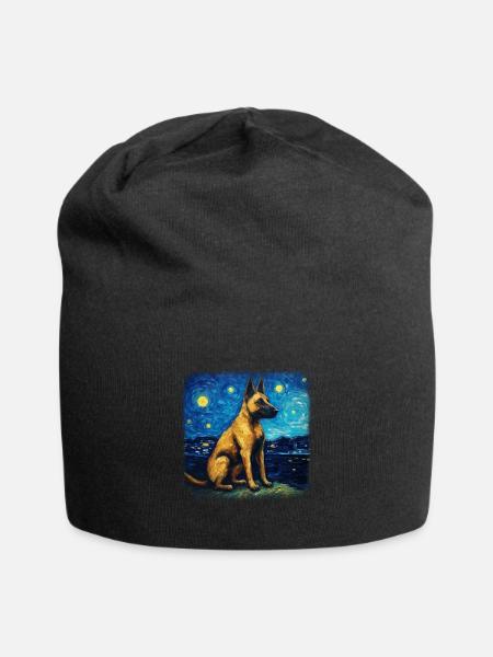 Belgian Malinois Van gogh starry night - Jersey Beanie - black