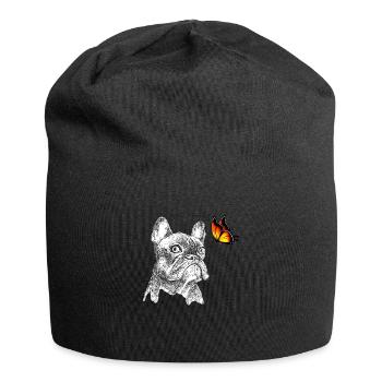 Bouledogue français avec papillon - Bonnet en jersey - noir - Devant