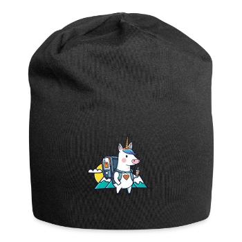 Unicorn as Geocacher - Geocaching Geocacher - Jersey Beanie - black - Front