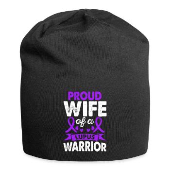 Wife of Lupus Warrior Awareness Month Purple - Jersey Beanie - black - Front