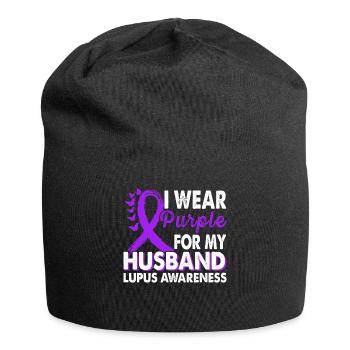 Wear purple for lupus awareness month - Jersey Beanie - black - Front