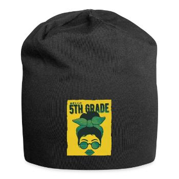 Bonjour 5th Grade Messy Bun Girls Cute Heart Back - Bonnet en jersey - noir - Devant