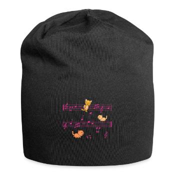 Three Kittens On Musical Notes Musician - Jersey Beanie - black - Front