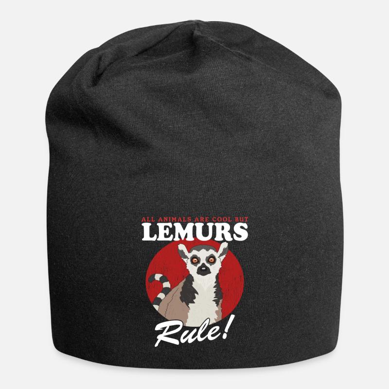 Lemur Katta Lemuren Ringelschwanz Lemure Geschenk - Jersey-Beanie - Schwarz