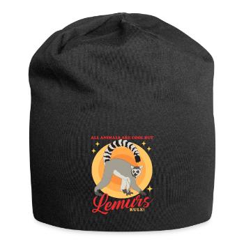 Lemurs Ring-tailed lemur Ringtail Lemure Gift - Jersey Beanie - black - Front